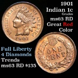 1901 Indian Cent 1c Grades Select Unc RD