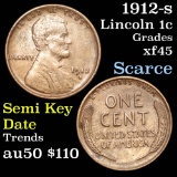 1912-s Lincoln Cent 1c Grades xf+