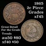 1865 2 Cent Piece 2c Grades xf+