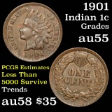 1901 Indian Cent 1c Grades Choice AU