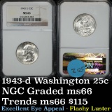 NGC 1943-d Washington Quarter 25c Graded ms66 by NGC