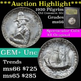 *** Auction Highlight *** 1920 Pilgrim Old Commem Half Dollar 50c Graded GEM+ Unc by USCG (fc)