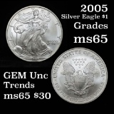 2005 Silver Eagle Dollar $1 Grades GEM Unc