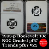 NGC 1963-p Roosevelt Dime 10c Graded pr67 by NGC