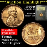 ***Auction Highlight*** 1950-p Lincoln Cent 1c Graded GEM++ RD by USCG (fc)