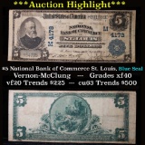 **Auction Highlight** 1902 National Bank of Commerce St. Louis Blue Seal $5 Grades xf (fc)