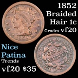 1852 Braided Hair Large Cent 1c Grades g, good
