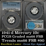 PCGS 1943-s Mercury Dime 10c Graded ms66 fb by PCGS