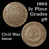 1864 2 Cent Piece 2c Grades g+