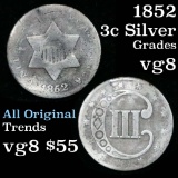 1852 3 Cent Silver 3cs Grades vg, very good