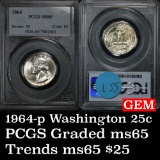 PCGS 1964-p Washington Quarter 25c Graded ms65 by PCGS