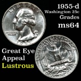 1955-d Washington Quarter 25c Grades Choice Unc