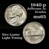 1940-p Jefferson Nickel 5c Grades GEM Unc