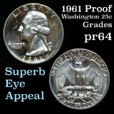 1961 Washington Quarter 25c Grades Choice Proof