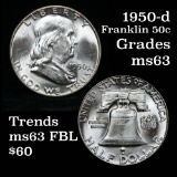 1950-p Franklin Half Dollar 50c Grades Select Unc FBL