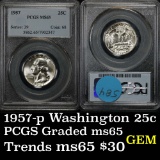 PCGS 1957-p Washington Quarter 25c Graded ms65 by PCGS