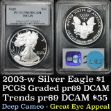 PCGS 2003-w Silver Eagle Dollar $1 Graded pr69 dcam by PCGS