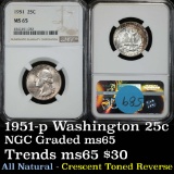 NGC 1951-p Washington Quarter 25c Graded ms65 by NGC