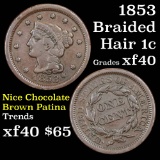 1853 Braided Hair Large Cent 1c Grades xf