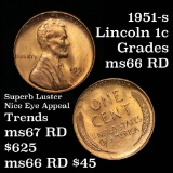 1951-s Lincoln Cent 1c Grades GEM+ Unc RD