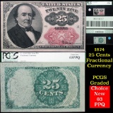 1874 Twenty Five cent 25c Fractional Currency note Graded Choice New 63PPQ by PCGS (fc)