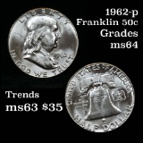 1962-p Franklin Half Dollar 50c Grades Choice Unc