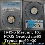 PCGS 1945-p Mercury Dime 10c Graded ms65 by PCGS