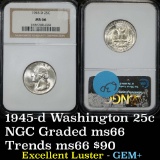 NGC 1945-d Washington Quarter 25c Graded ms66 by NGC