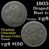 1805 Draped Bust Large Cent 1c Grades vg, very good