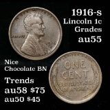 1916-s Lincoln Cent 1c Grades Choice AU