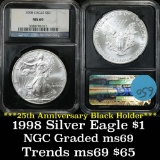 NGC 1998 Silver Eagle Dollar $1 Graded ms69 by NGC