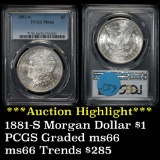 ***Auction Highlight*** PCGS 1881-s Morgan Dollar $1 Graded ms66 by PCGS (fc)