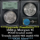 PCGS OGH 1886-p Morgan Dollar $1 Graded ms63 by PCGS