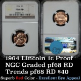 NGC 1964-p Lincoln Cent 1c Graded pr68 by NGC