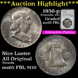 ***Auction Highlight*** NGC 1956-p Franklin Half Dollar 50c Graded ms65 fbl by NGC (fc)