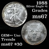 1988 Silver Eagle Dollar $1 Grades GEM++ Unc