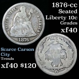 1876-cc Seated Liberty Dime 10c Grades f, fine