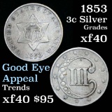 1853 3 Cent Silver 3cs Grades xf