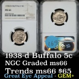 NGC 1938-d Buffalo Nickel 5c Graded ms66 by NGC