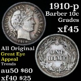 1910-p Barber Dime 10c Grades xf+