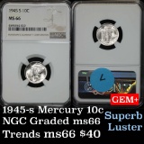 NGC 1945-s Mercury Dime 10c Graded ms66 by NGC