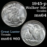 1945-p Walking Liberty Half Dollar 50c Grades Choice Unc