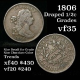 1806 Draped Bust Half Cent 1/2c Grades vf++ (fc)