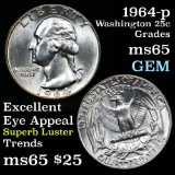 1964-p Washington Quarter 25c Grades GEM Unc