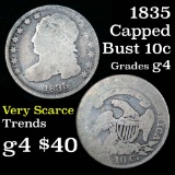 1835 Capped Bust Dime 10c Grades g, good