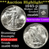 ***Auction Highlight*** PCGS 1945-p Walking Liberty Half Dollar 50c Graded ms66 by PCGS (fc)