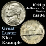 1944-p Jefferson Nickel 5c Grades Choice Unc