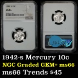 NGC 1942-s Mercury Dime 10c Graded ms66 by NGC