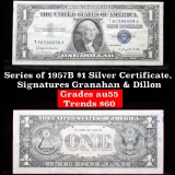 Series of 1957B $1 Silver Certificate, Signatures Granahan & Dillon Grades Select AU