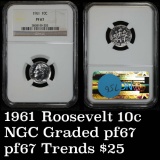 NGC 1961-p Roosevelt Dime 10c Graded pr67 by NGC
